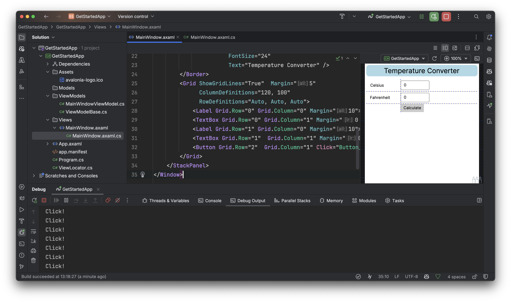 Application en cours d'exécution