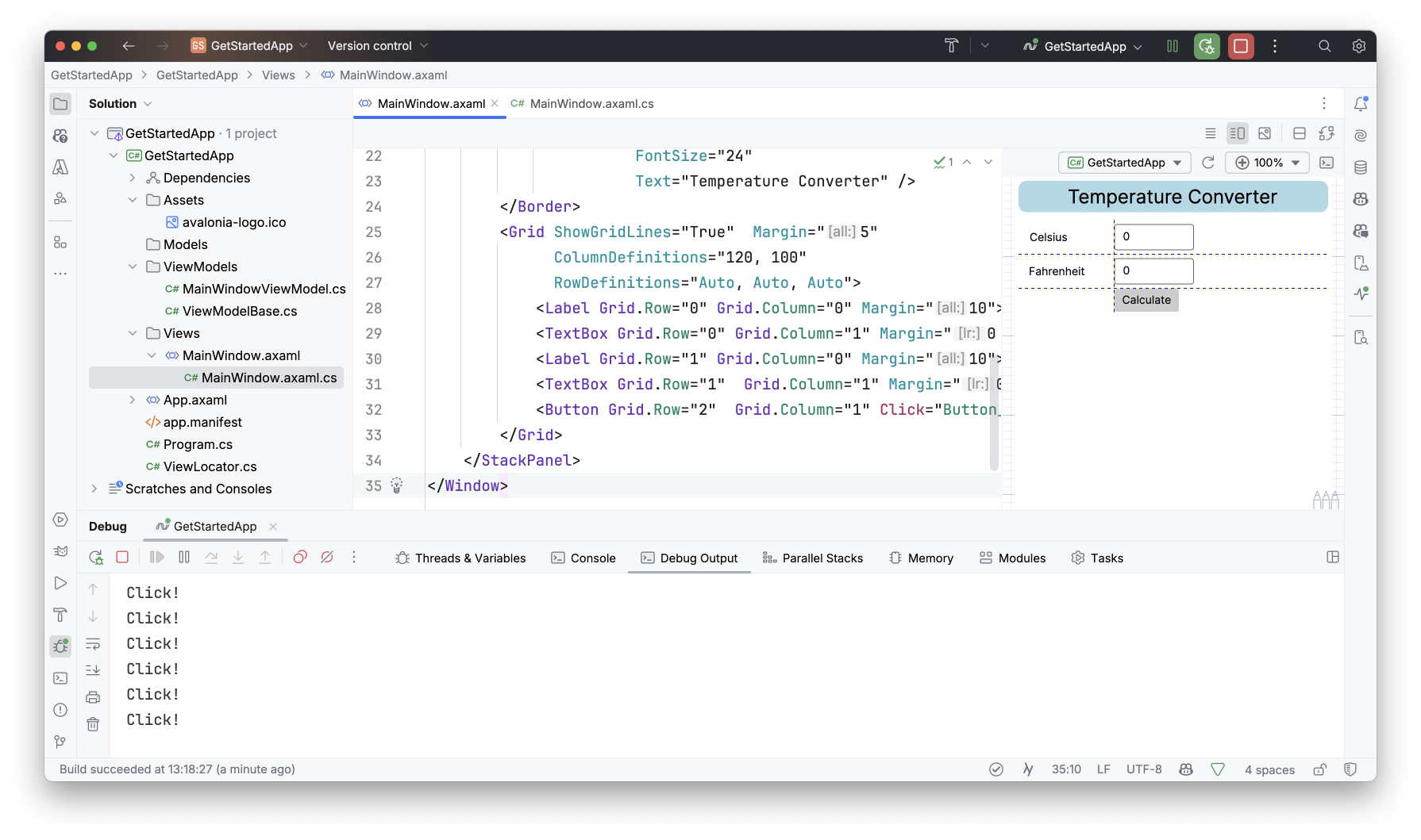 Application en cours d'exécution